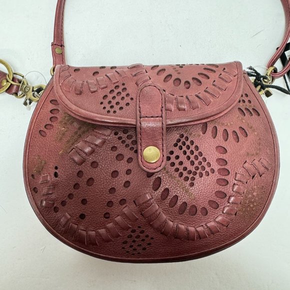 Frye Vivian Crossbody Flap Snap Close Cutout & Stitch Design Purse Red - Picture 2 of 7